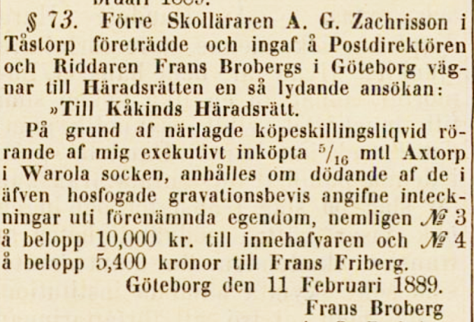 1889 Post- och Inrikes Tidningar