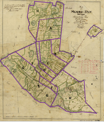 Karta från Lantmäteriet Historiska Kartor - bearbetad av Margareta Gustavsson Broberg