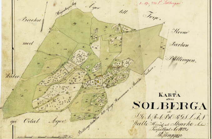 Lantmäteriet Historiska Kartor, Solberga 1829 med torp