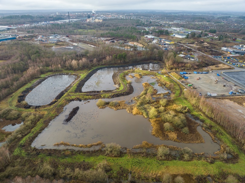 Stoby våtmark 2022-12-21, några veckor in i "renoveringen".