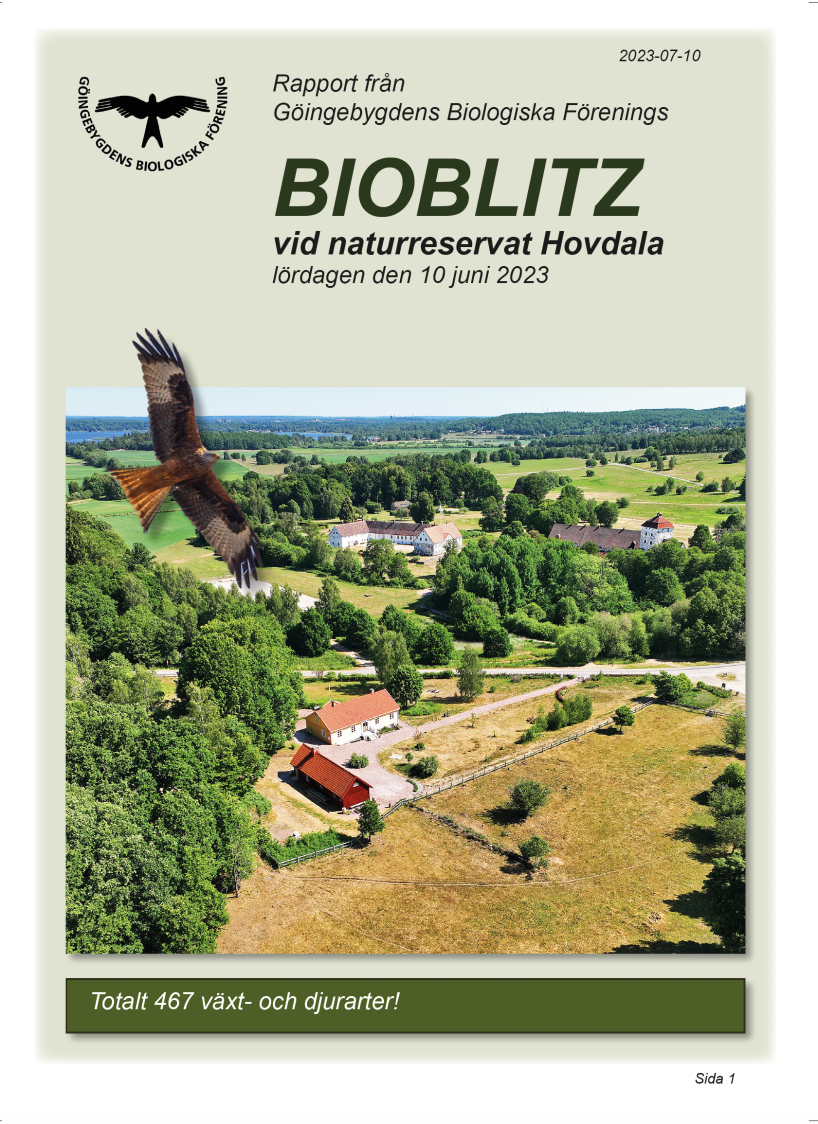 Slutrapporten från GBF:s bioblitz inom naturreservat Hovdala 2023-06-10