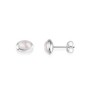 Love bead ear silver - rose quartz