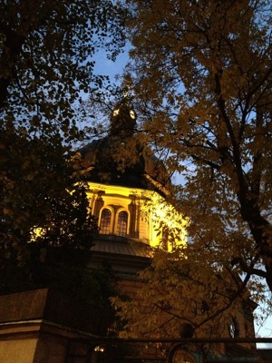 Hedvig Eleonora kyrka by sunset.