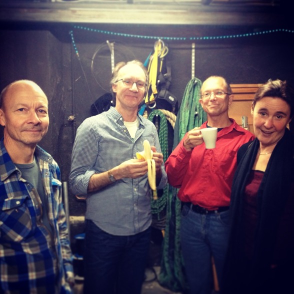 Rebaroque getting ready for performance. From the left; Kennet Bohman, Daniel Holst, Peter Lönnerberg, Åsa Karlberg Rebaroque getting ready for performance. From the left; Kennet Bohman, Daniel Holst, Peter Lönnerberg, Åsa Karlberg