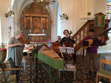 Hannah Tibell, Lars Vahlén, Hanna Loftsdottir and Dohyo Sol during rehearsal at Höörs kyrka