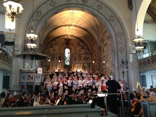 Dress rehearsal of Förklädd gud by Lars-Erik Larsson in S:t Matteus kyrka. Conductor; Sonny Jansson