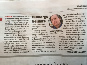 Review by Lennart Bromander, Aftonbladet, December 12th 2015 Review by Lennart Bromander, Aftonbladet, December 12th 2015