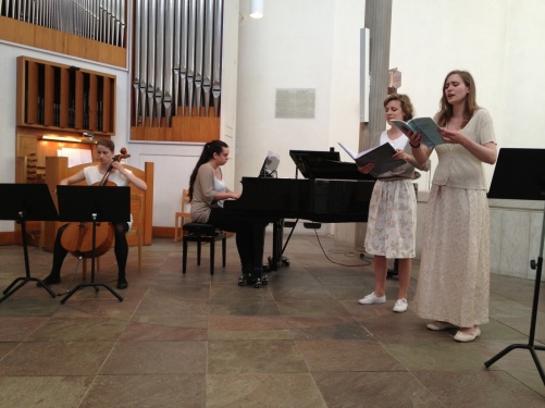 Some of my students; Miriam Nilsson, Teresia Sköld, Sissela Bergmark and Klara Dahlberg performing in St:a Birgitta kyrka, Nockeby.