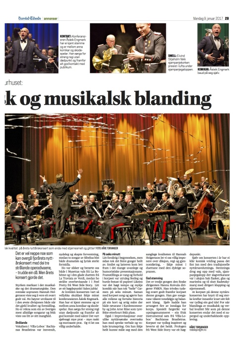 Review of the New Year Concerts in Harstad Kulturhus. Harstad Tidende, Norge, Kåre Torvanger
