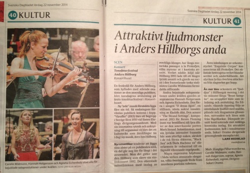 The review of the Festival final concert. By Lars Hedblad, Svenska Dagbladet, 22th of November 2014.