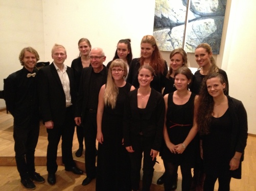 Performing students (including me and my colleague Göran Nygren) after concert at Bromma Folkhögskola.