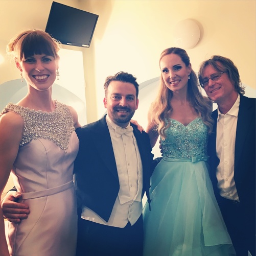 Ida Falk Winland, James Gaffigan, Hannah Holgersson and Anders Hillborg after performing Sirens during the Proms 2017