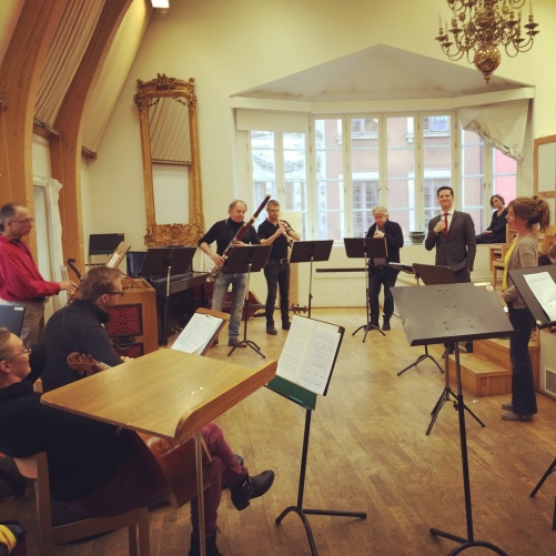 My dear colleague Anna Zander singing one of her alto arias with REbaroque and conductor Mikael Wedar during rehearsal.