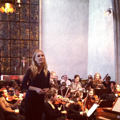 Hannah Holgersson during dress rehearsal of C minor Mass by Mozart in Essinge Church last Sunday!