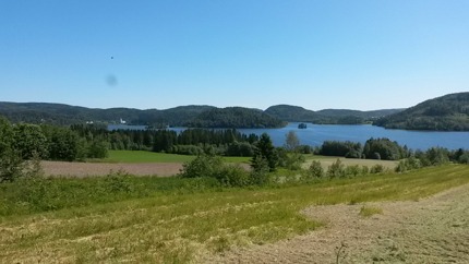 Vågfjärden. Nordingrås kyrka skymtas. Vågfjärden. Nordingrås kyrka skymtas.