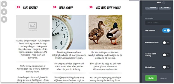 Skriv alltid in en bildtext - oavsett om du väljer att visa den under bilden eller ej. På så vis blir den mer sökbar! Skriv alltid in en bildtext - oavsett om du väljer att visa den under bilden eller ej. På så vis blir den mer sökbar!