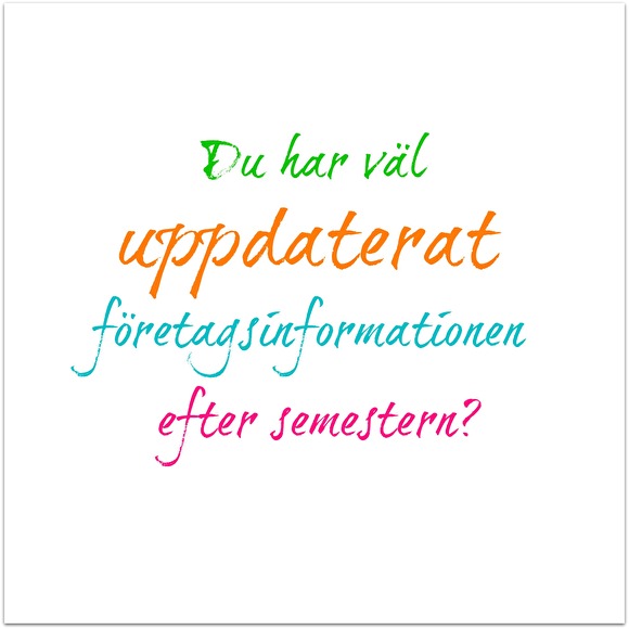 Tänk på att ändra eventuella sommartider på hemsidan... Tänk på att ändra eventuella sommartider på hemsidan...