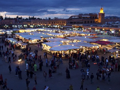 Första kvällen i Marrakech äter Marockoresan på Djemaa el Fna