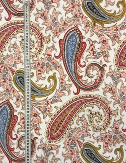 Paisley vit vävd bomull - Paisley vit