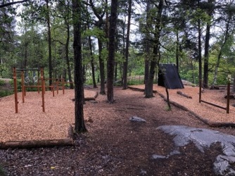 Redskapsbana anlagd i skogsparti på Alviksskolan efter önskemål från högstadielever