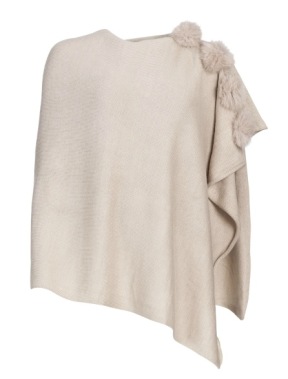 FRONTROW LIVING - PONCHO RACOON POMS BEIGE FRONTROW LIVING - PONCHO RACOON POMS BEIGE