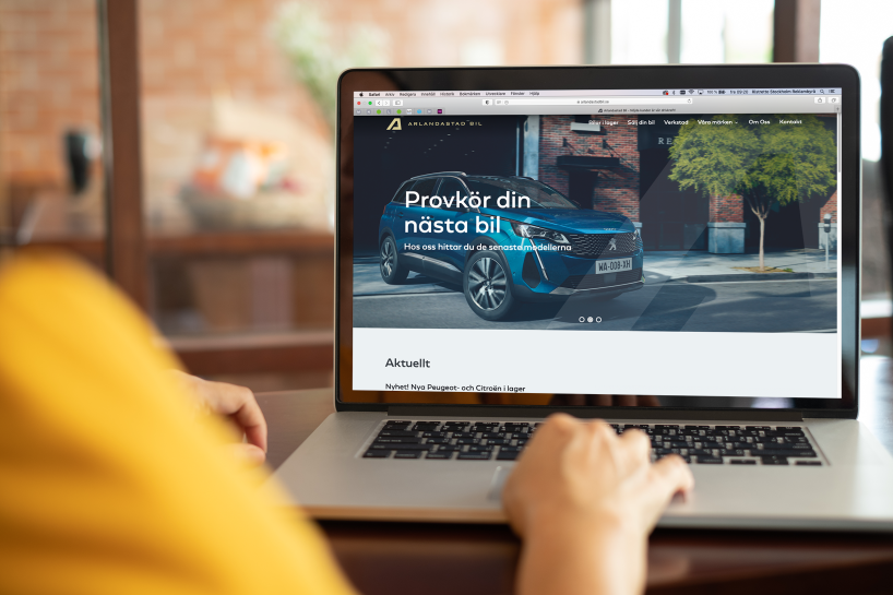 Bilden visar ett exempel på Arlandastad Bils hemsida med copytexter av Ristretto Stockholm