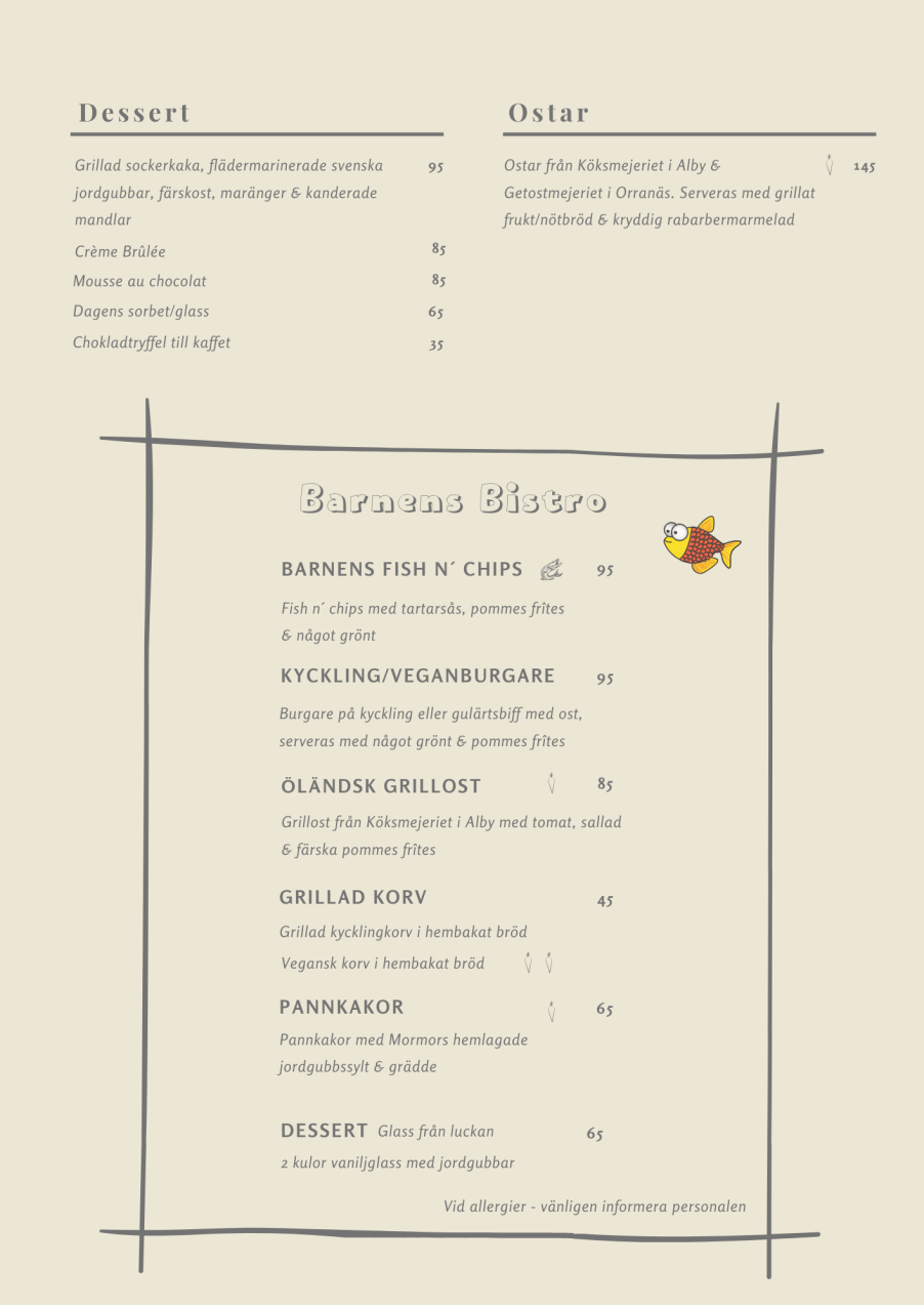 Mormors Bistro meny Mormors Bistro meny