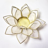 Lotusblomma ljuslykta - Vit med guldkant