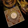 Ljuslykta av indisk trästämpel - flera olika motiv FYRKANT - Lotus