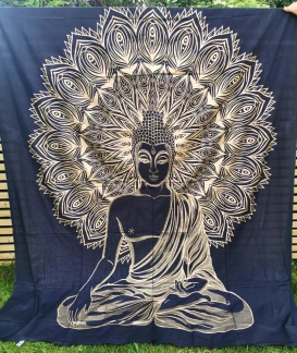 Mandala Buddah Svart med guld - Svart