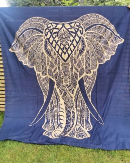 Mandala Elefant Marinblå och Guld - Mandala elefant blå och guld
