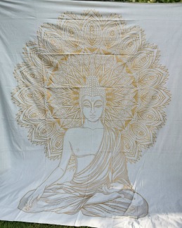 Mandala Buddah Vit med guld - Vit