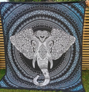 Mandala Elefanthuvud  Blå - Mandala elefant Blå