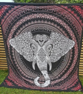 Mandala Elefanthuvud  Röd - Mandala elefant Röd