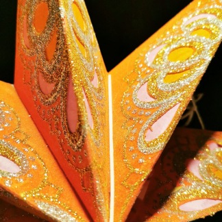 Glittrig orange sammets julstjärna med 7 armar - 07 Orange Sammet