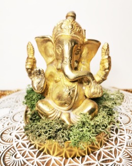 Ganesh Mässingsstaty - Sittande Ganesh