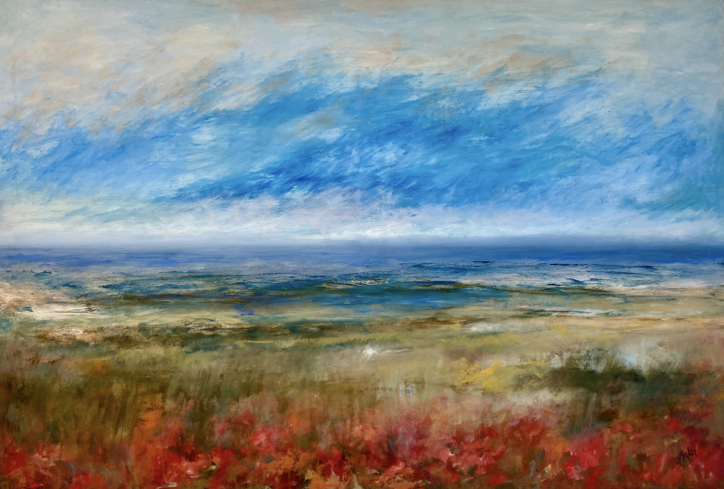 "Vid havet"Oljemålning 2023 140x95cm Upphovsrätt © Karin Anker