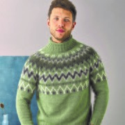 Permin mönster 899024, Sweater med mönstrat ok till herr i Luna
