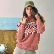 Permin mönster 899025, Lätt lös sweater med mönstrat ok i Luna