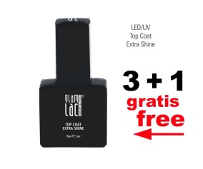 GlamLac- Top Coat Extra Shine Led/Uv 15ml -3 + 1 Free