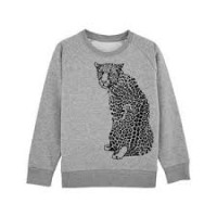 Sweatshirt barn - Grå med leopard - 5-6år