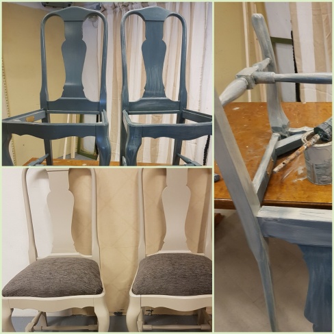 Uppdrag. Målning stolar och matbord från Åmells möbler från 1992.