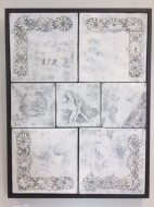 3.INTE BARA VIT    Akryl o collage på duk mörk träram 64 x84cm