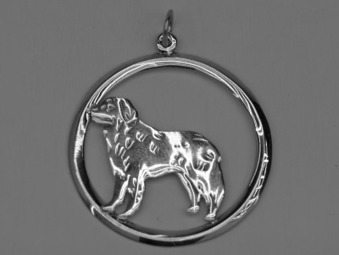 Berner Sennenhund hängsmycke med cirkel - Silver
