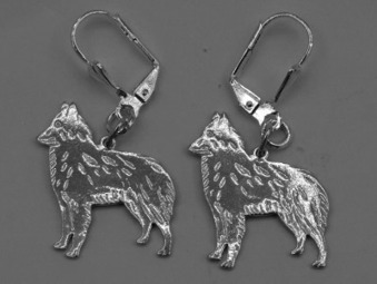 Belgisk Vallhund örhänge par - Silver