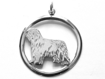 Bearded Collie hängsmycke med cirkel - Silver