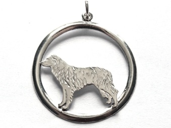 Border Collie hängsmycke med cirkel - Silver