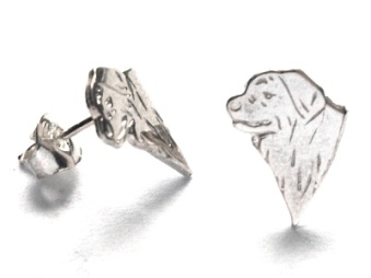 Berner Sennenhund örhänge huvud par - Silver