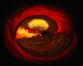 Energy Soul - röd/gul - Gicléetryck 38x50 cm, ram 53x73 cm