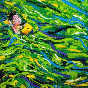 Swimming in algies: 60x80 cm, oil, 2018, Anna Afzelius-Alm - price upon request